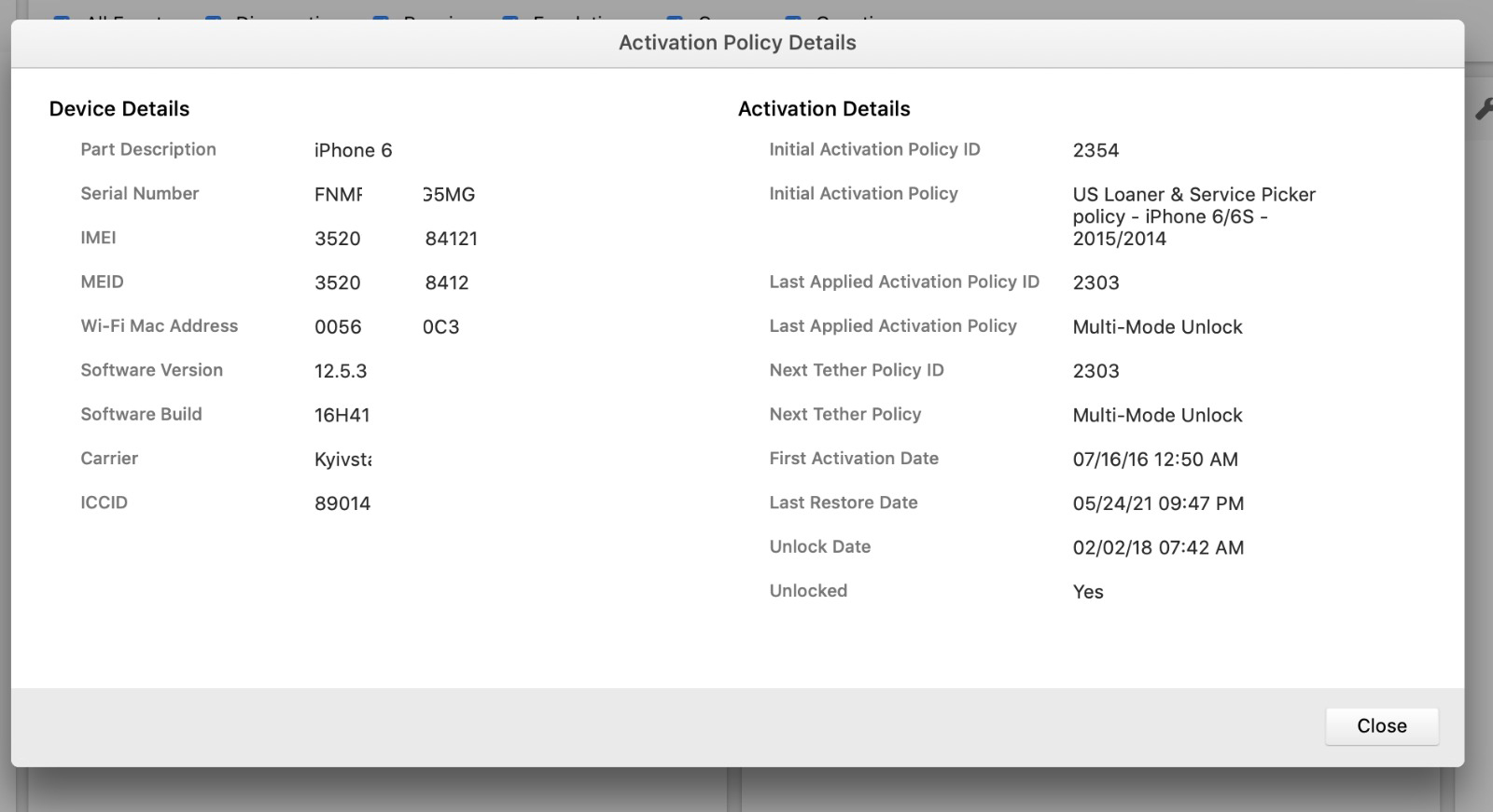 Carrier / SIMLOCK / GSX check (INSTANT) Service Order